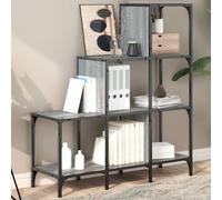 Zeehear Bibliothèque grise Sonoma - 92 x 30 x 102 cm - En bois et métal - Étagère sur pied avec espace de rangement - Système d'étagère ouverte comme séparateur de pièce - Étagère pour bureau, salon
