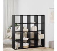 Zeehear Bibliothèque noire aspect chêne 137,5 x 29 x 137,5 cm avec 16 compartiments, étagère sur pied en bois comme séparateur de pièce pour salon, bureau, bureau, système d'étagère ouverte avec