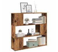 Zeehear Bibliothèque, séparateur de pièce, aspect bois vieilli, 100 x 24 x 94 cm, 3 étagères, étagère ouverte pour salon, bureau, bureau, peu encombrant, avec espace de rangement et compartiment de