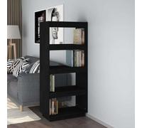 Zeehear Bibliothèque séparateur de pièce noire 60 x 35 x 135 cm en pin massif avec espace de rangement pour salon, bureau, chambre d'enfant, système d'étagère ouverte pour étagère et organisateur