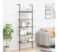 Zeehear Étagère échelle avec 5 étagères en bois et acier, marron foncé, noir, 64 x 35 x 185 cm, étagère ouverte peu encombrante, pour salon, bureau, bureau, avec beaucoup d'espace de rangement et