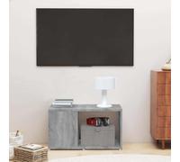 Zeehear Meuble TV gris Sonoma 60 x 24 x 32 cm, espace de rangement et étagère pour salon, bureau, bureau, système d'étagère polyvalent comme bibliothèque et organisateur