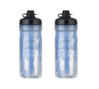 ZEFAL Pack Arctica 55 Soft-Cap avec Protection No Mud - 2 x Bidon Vélo 550 ml - Gourde Vélo Isotherme Inodore et Etanche avec Protection contre Boue - Bidon Sport sans BPA - Bleu/Argent - 2 x 550 ml