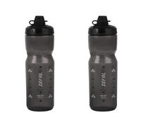 ZEFAL Pack Sense Soft 80 No-Mud - Lot de Deux Bidons Velo et VTT - Gourde Sport Souple et Inodore - Bidon Eau Sans BPA - Tetine Silicone - Noir Fumé, 2 x 800 ML