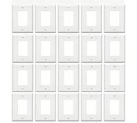 ZEFTV Lot de 20 plaques murales décoratives surdimensionnées 1 bande 14 x 8,9 cm - Plaque frontale en thermoplastique incassable pour prise de courant lumineuse - Blanc