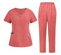 Zeiayuas Uniforme Médicale Unisexes Ensemble Professionnelle Tenue Aide Soignante Esthétique Infirmière Uniforme Médicale Ensemble Médical Unisexe Soignante Vêtement Médical avec Poches