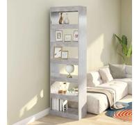 Zeiquah Bibliothèque, séparateur de pièce, gris béton, 60 x 30 x 198 cm, en bois, étagère de rangement polyvalente pour bureau, salon, couloir, chambre d'enfant, avec fixation murale