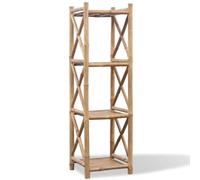 Zeiquah Étagère sur pied avec 4 étagères carrée, en bambou, durable, résistante aux intempéries, idéale pour le salon, la salle de bain, la terrasse, peu encombrante, polyvalente, naturelle, facile à