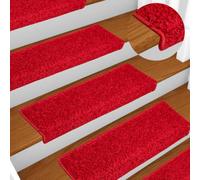 Zeiquah Lot de 10 tapis d'escalier - 65 x 21 x 4 cm - Rouge - Bord rectangulaire antidérapant et insonorisant - Protection d'escalier pour escalier, couloir, entrée, intérieur
