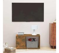 Zeiquah Meuble TV en chêne fumé - 60 x 24 x 32 cm - En bois avec espace de rangement - Polyvalent comme armoire multimédia ou bibliothèque, idéal pour le salon, le bureau et la chambre d'enfant