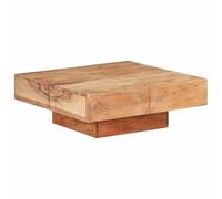 Zeiquah Table basse 80 x 80 x 28 cm en bois d'acacia massif avec grain naturel, table de salon, table d'appoint, table de rangement, design durable, idéale pour le salon, le salon