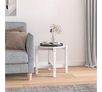 Zeiquah Table basse blanche en pin massif Ø 52,5 cm hauteur 45 cm avec espace de rangement et plateau de table pratique pour salon, salon, espace invités, siège ou réception