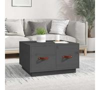 Zeiquah Table basse grise 60 x 53 x 35 cm en pin massif avec espace de rangement, 2 tiroirs, plateau de table robuste pour salon, salon, espace invités, idéale comme table de canapé, table d'appoint