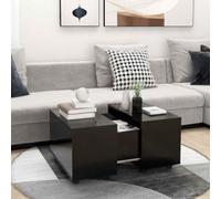 Zeiquah Table basse noire 60 x 60 x 38 cm en bois avec fonction extensible, espace de rangement, roulettes, compartiment intérieur, convient pour salon, salon, chambre d'amis, canapé, TV, magazines