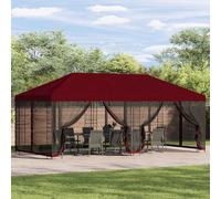 Zeiquah Tonnelle avec parois latérales 6 x 3 m, bordeaux, tonnelle de jardin en polyester et acier, 190 g/m², avec parois en filet, protection solaire, protection contre la pluie pour terrasse, jardin