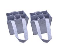 Zeiwohndc Lot de 2 porte-bouteilles de vin en feutre à 6 compartiments avec design résistant aux chocs et poignée réutilisable pour le transport de vin en feutre avec poignée, gris clair, Taille