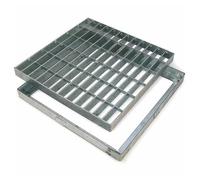 Zeker Grilles caillebotis en Acier galvanisé avec Cadre pour caniveau de Drainage, Collecte et évacuation des eaux pluviales (20 x 20 cm)