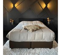 Zelesta Easybed Couette 4 Saisons - Couette sans Housse - Literie pour l'hiver et l'été Chaude Duvet - Couette Lavable sans Housse (Lin & Taupe, 160x220cm)