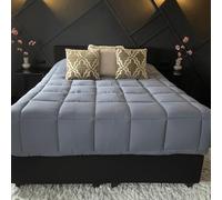 Zelesta Easybed Couette 4 Saisons - Couette sans Housse - Literie pour l'hiver et l'été Chaude Duvet - Couette Lavable sans Housse (Gris foncé & Gris argenté, 160x220cm)