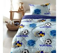 Zelesta Kiddybed 140x200 Literie pour Enfants 4 Saisons - Housse de Couette et Couette d'Hiver et d'Été - Lavable sans Housse - Motifs Soccer Dream