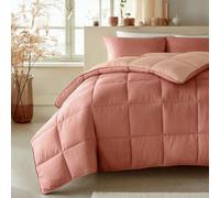 Zelesta Lit Premium - Couette 2 en 1 avec Housse Fixe - Lavable & Hypoallergénique - Coton Percale - Couette Sans Housse (Salmon & Peach, 200x200)