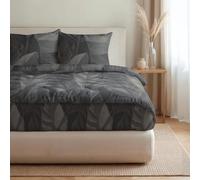 Zelesta Royalbed Couette Coton sans Housse 4 Saisons - Lavable en Machine & Sèche-Linge | Couette 2-en-1 avec Housse Intégrée | Hypoallergénique, 300 g/m² (200x200 Cm) (Black Swan, 240x200 Cm)