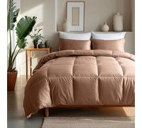 Zelesta Satinbed Couette sans Housse - Couette de Satin - Couette Lavable sans Housse - Linge de lit Couette Hiver et Couette été Chaude - Hypoallergénique (Timeless Terra, 200x200 cm)