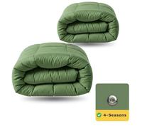 Zelesta Wonderbed 4 Saisons - Couette 2-en-1 Confortable (300+150 g/m²) | Housse Intégrée, Clips Acier, Lavable & Hypoallergénique (Timeless Green, 240x200 Cm)