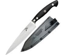 Zelite Couteau Cuisine, Couteau de Chef Japonais en Acier Inoxydable du Damas, Kit Couteau Cuisine Professionnelle de 15 cm, Couteaux et Ustensiles de Cuisine, Etui en Cuir, Rivets en Mosaïque