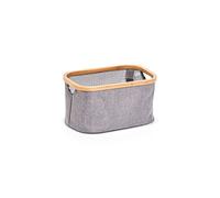 Zeller 14230 Panier de rangement en polyester/bambou, gris, env. 29,5 x 20 x 16 cm