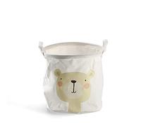 Zeller 14244 Panier de rangement en toile Motif ours Blanc Ø 30 x 30 cm
