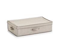 Zeller 14646 Boîte de Rangement en Non-tissé avec Couvercle Rayures Beige 61,5 x 38 x 16,5 cm