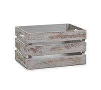 Zeller 15137 Caisse de Rangement Bois de Polonia Gris 35 x 25 x 20,5 cm