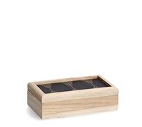 Zeller 15198 Boîte de rangement en bois Motif mosaïque noire 20 x 12 x 6 cm