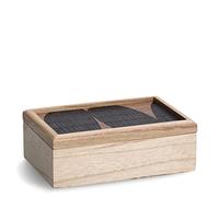 Zeller 15199 Boîte de rangement en bois Motif mosaïque noire 24 x 16 x 8,5 cm