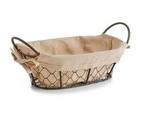 Zeller Panier à pain Countrystyle 18090 – Fer et tissu (polyester/coton) Brun 26 x 17 x 9 cm