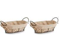 Zeller 18090 Countrystyle Panier à Pain Eisen/Tissu/Polyester/Coton Brun 26 x 17 x 9 cm (Lot de 2)
