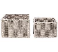 Zeller 18097 Corbeille, Lot de 2, Papier tressé, 16 x 16 x 11 cm, Gris, 16x16x11 cm