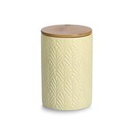 Zeller 19353 Boîte de conservation avec couvercle en bambou, 720 ml, céramique, jaune, env. Ø 10 x 15 cm, boîte de rangement, boîte de rangement