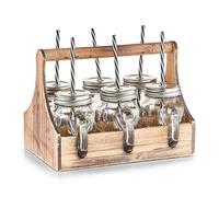 Zeller 19747 Lot de 7 Verres à Boire en Verre/métal/Bois 29 x 22,5 x 22,1 cm