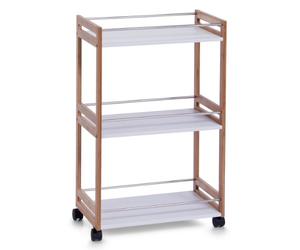 Zeller 2057409 Étagère de Salle de Bain à roulettes Blanc 51 x 30 x 81 cm