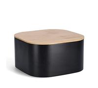 Zeller 25381 Boîte à pain en métal avec couvercle en bambou Noir env. 26,5 x 26,5 x 14,5 cm