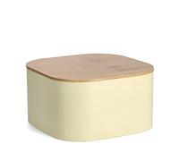 Zeller 25383 Boîte à pain en métal avec couvercle en bambou Jaune env. 26,5 x 26,5 x 14,5 cm