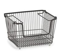 Zeller 27418 Panier de rangement empilable en métal Noir env. 33 x 27 x 21,5 cm