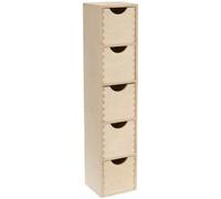 Zeller Coffret 5 tiroirs en bois de bouleau naturel 13 x 12 x 58 cm