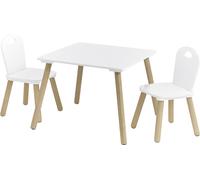 Zeller Ensemble de sièges pour enfants "Scandi", 3 pièces, MDF/pin, blanc/naturel, table : 55 x 55 x 43,5 & chaise : 28 x 28 x 50 cm