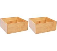 Zeller Present 13330 Boîte de Rangement en Bambou 15 x 15 x 6.5 cm (Lot de 2)