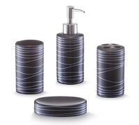 Zeller Present 18252 Ensemble d'Accessoires de Bain en Céramique Noir 4 Pièces