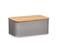 Zeller Present 25371 Boîte à Pain avec Couvercle en Bambou/Métal Taupe Mat
