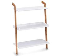 ZELLER PRESENT SCHÖNER LEBEN. PRAKTISCH WOHNEN. Étagère d'échelle avec 3 étagères en Bambou/MDF, Blanc
